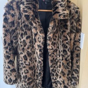 Carré Noir Leopard Faux Fur Jacket